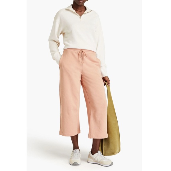 Vince Wide Leg Ankle Crop Size Large French Terry Track Pants Lounge Sweatpants